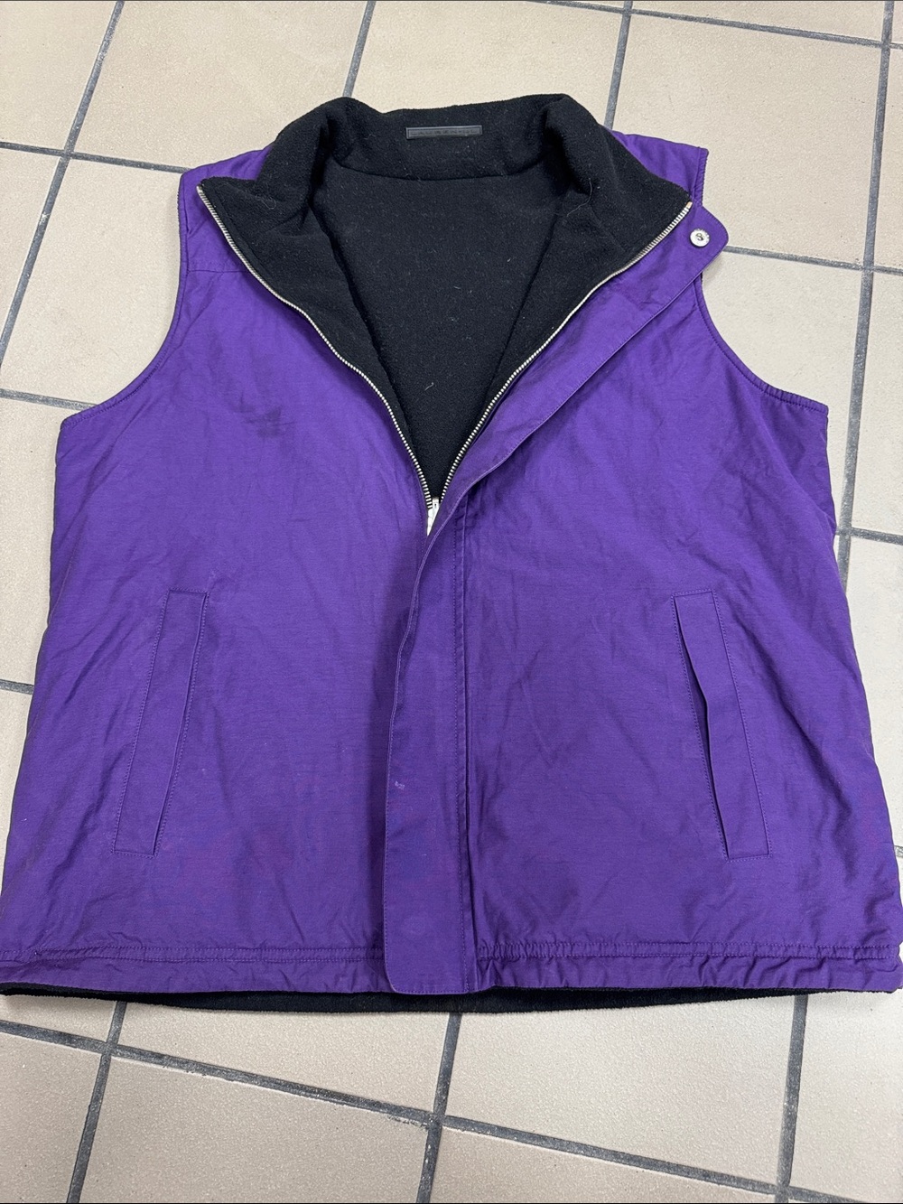 Lauren Ralph Lauren Purple Reversible Vest with Black Fleece Lining